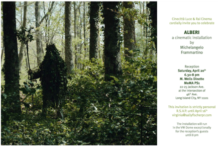 MoMA PS1 invitation to the World Premiere of Alberi.