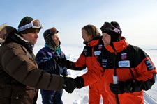 The boys meet some Norwegians on the ice