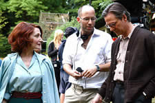 Patricia Clarkson, Ira Sachs and Chris Cooper on the set of Married Life