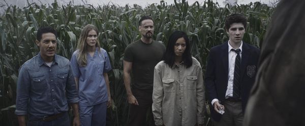 Theo Rossi, Jordan Claire Robbins, Shane West, Elena Juatco and Julian Feder in Escape The Field