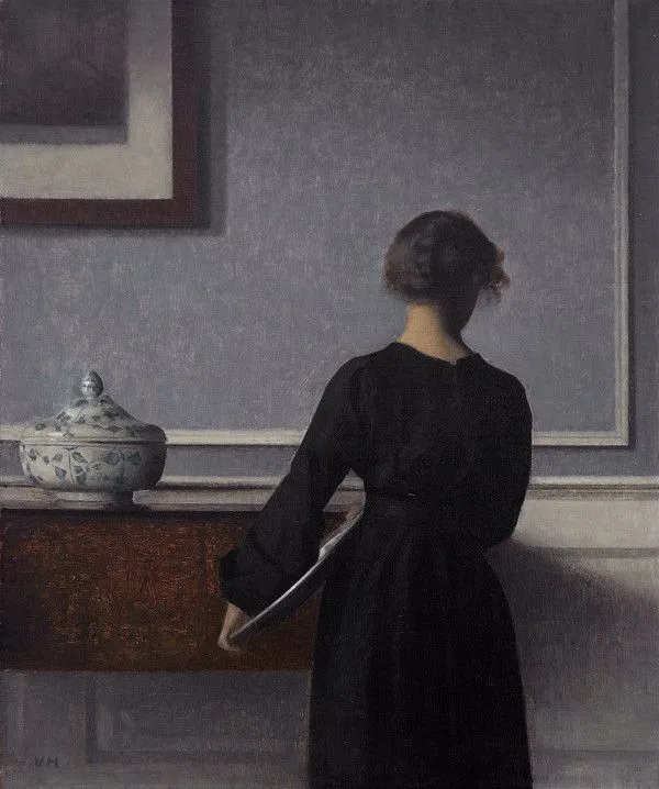 Vilhelm Hammershoi's Interior With Young Woman From Behind