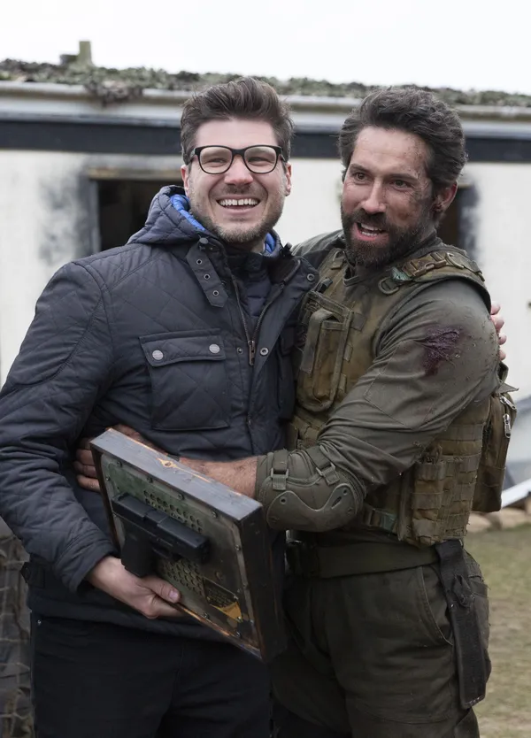 James Nunn and Scott Adkins on the set of One Shot