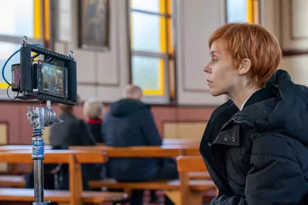 Antonia Campbell-Hughes on the set of It Is In Us All