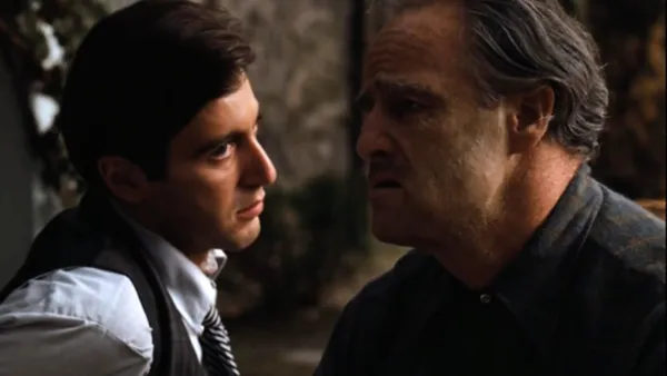 Al Pacino and Marlon Brando in The Godfather