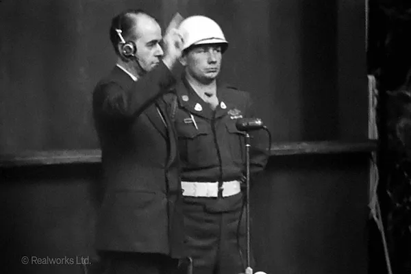 Albert Speer sworn in at the Nuremberg Trials