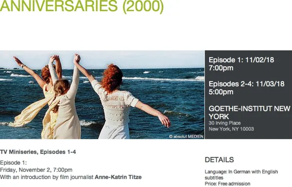 Margarethe von Trotta's four-part film adaptation of Uwe Johnson's masterwork Jahrestage (Anniversaries)