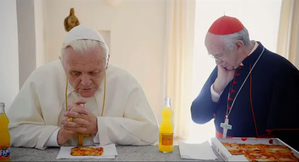 Anthony Hopkins and Jonathan Pryce in The Two Popes