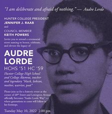 On May 10, 2022 East 68th Street and Lexington Avenue will now be also known as Audre Lorde Way