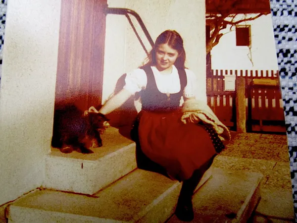 Anne-Katrin Titze with her wiry-haired dachshund Babsi