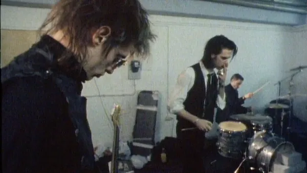 Blixa Bargeld with Nick Cave and Thomas Wydler
