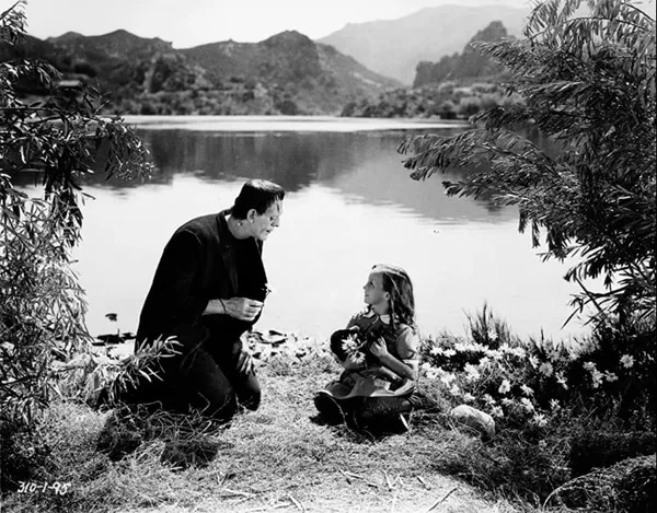 Boris Karloff and Marilyn Harris in Frankenstein