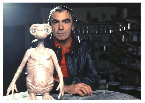 Three-time Academy Award winner Carlo Rambaldi with his model of E.T.