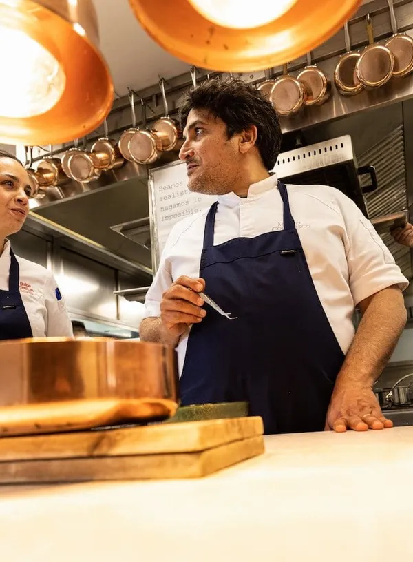 Chef Mauro Colagreco and Florencia Montes in Mirazur