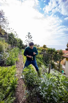 Chef Mauro Colagreco in his kitchen garden