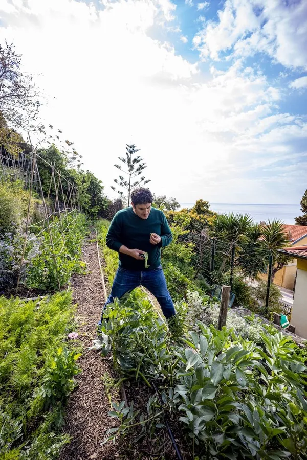 Chef Mauro Colagreco in his kitchen garden