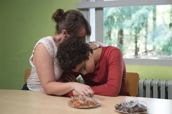 Idir Ben Addi with Claire Bodson in Young Ahmed