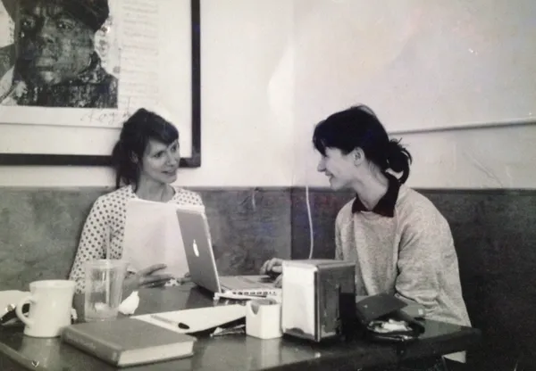Dolly Wells and Emily Mortimer working on Doll & Em