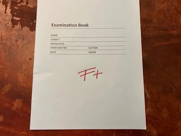 F+ grade on Blue Book