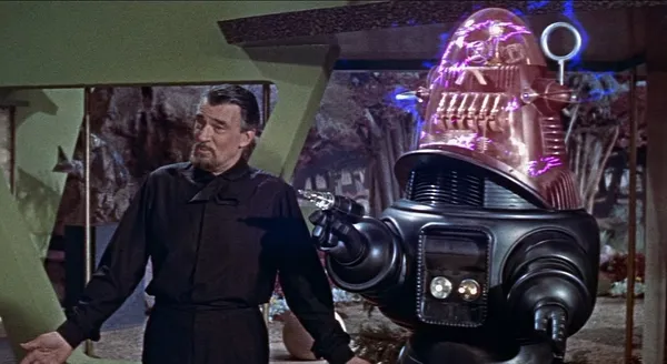 Walter Pidgeon and Robbie the Robot in Forbidden Planet