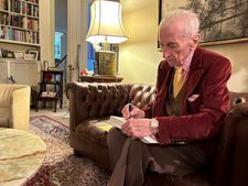 Gay Talese at home inscribing A Town Without Time to Anne-Katrin Titze