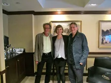 Geoffrey Rush with Alexandra and Fred Schepisi for The Eye Of The Storm
