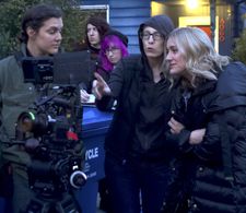 Wendy Jo Carlton and Rachel Paulson on the set of Good Kisser