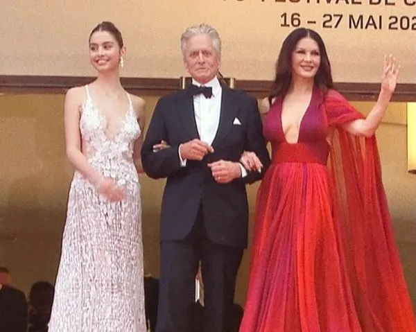 Douglas, Zeta-Jones and daughter in Cannes