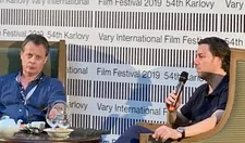 Chair Michael Gubbin (left) and Sony’s Dylan Leiner at the talks session at Karlovy Vary International Film Festival