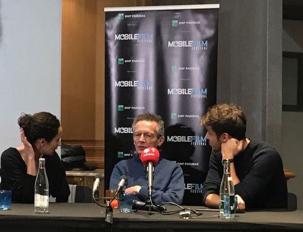 Patrice Leconte at the launch of this year’s Mobile Film Festival in Paris, flanked by fellow jurors Amelle Chahbi and Ruben Alves