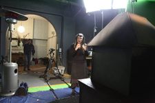 Isabel Peppard on the set of Morgana