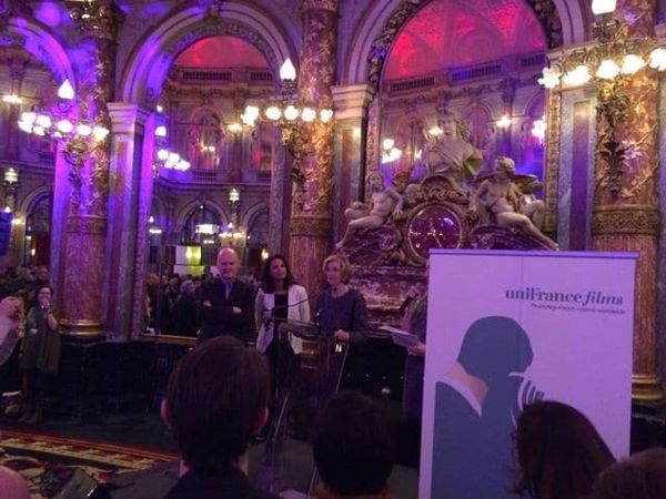 Keeping the mood buoyant at the Grand Hotel in Paris launch party: (from left) Jean-Paul Salomé, president of Unifrance, Isabelle Giordano, general director of Unifrance and Nicole Bricq, French Minister for Foreign Trade