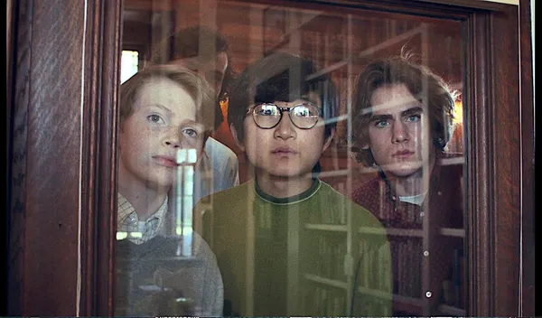 Dominic Sessa, Ian Dolley, Jim Kaplan and Brady Hepner in The Holdovers