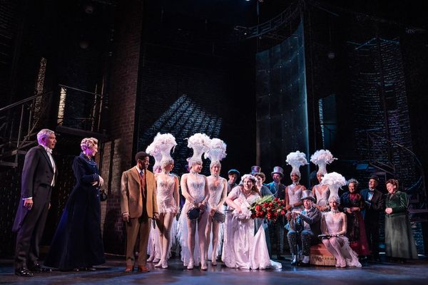 Peter Francis James (Florenz Ziegfeld), Jane Lynch (Mrs. Rosie Brice), Jared Grimes (Eddie Ryan), Beanie Feldstein (Fanny Brice), Ephie Aardema (Emma), Debra Cardona (Mrs. Meeker), Martin Moran (Tom Keeney), Toni DiBuono (Mrs. Strakosh) and the cast of Funny Girl