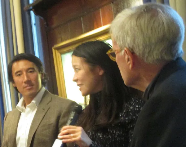 Jimmy Chin and Elizabeth Chai Vasarhelyi with Tom Brokaw at 21 Club