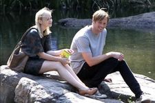 Margo (Joanna Vanderham) with Lincoln (Alexander Skarsgård) at Turtle Pond in Central Park