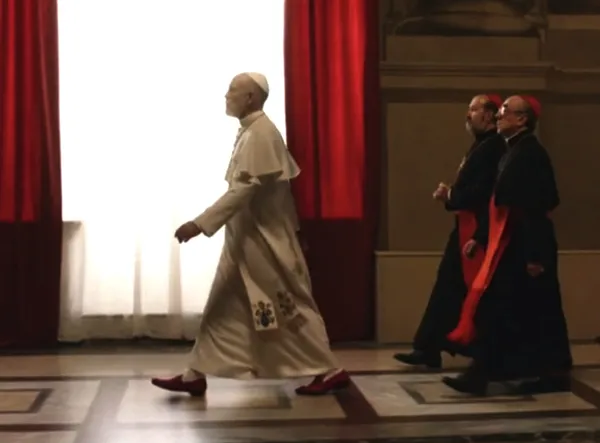 John Malkovich with Javier Cámara and Silvio Orlando in The New Pope