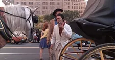 Ratso Rizzo (Dustin Hoffman) in his non-matching white suit with Joe Buck (Jon Voight)