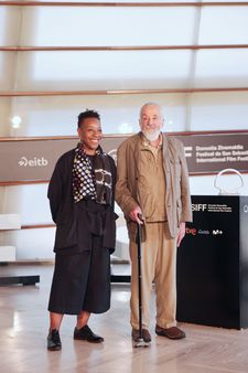 Marianne Jean-Baptiste and Mike Leigh in San Sebastian