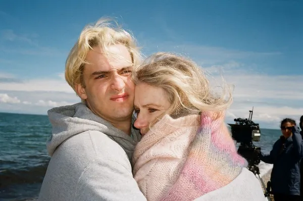 Joseph Longo and Barbara Sukowa on the set of We’re Not Done Yet