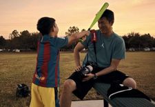 Chien-Ming Wang with his son Justin: "His son already started school in Florida, the family couldn't travel with him all the time."