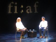 Kent Jones with Antonin Baudry following the French Institute Alliance Française première of The Wolf's Call (Le Chant Du Loup) in New York