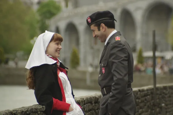 Léa Seydoux and Bruno Todeschini in Lourdes