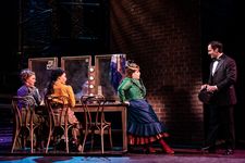 Ziegfeld Girls (Leslie Flesner and Afra Hines) warn Fanny Brice (Beanie Feldstein) about Nick Arnstein (Ramin Karimloo)