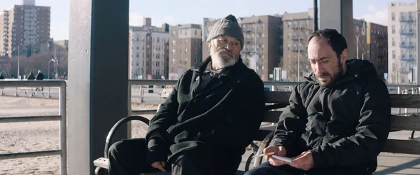 Kakhi (Levan Tediashvili) with his son Soso (Giorgi Tabidze) at Brooklyn’s Brighton Beach in Levan Koguashvili’s Brighton 4th, a Tribeca Film Festival highlight