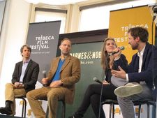 Marshall Curry, Ira Sachs and Sofia Norlin listening to Orlando von Einsiedel: "It's really important not to allow places like Virunga to fall."