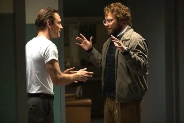 Michael Fassbender and Seth Rogen in Steve Jbs