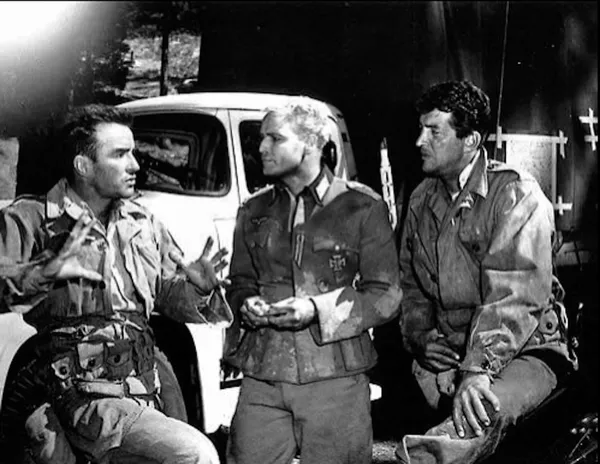 Montgomery Clift, Marlon Brando and Dean Martin in The Young Lions
