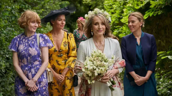From left: Emily Beecham, Sienna Miller, Kristin Scott Thomas and Scarlett Johansson in My Mother's Wedding.