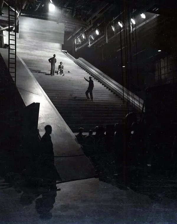 Marius Goring, David Niven and Michael Powell on the set of A Matter Of Life And Death