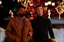 Nick (Philemon Chambers) with Peter (Michael Urie) in Michael Mayer’s Single All The Way, screenplay by Chad Hodges.